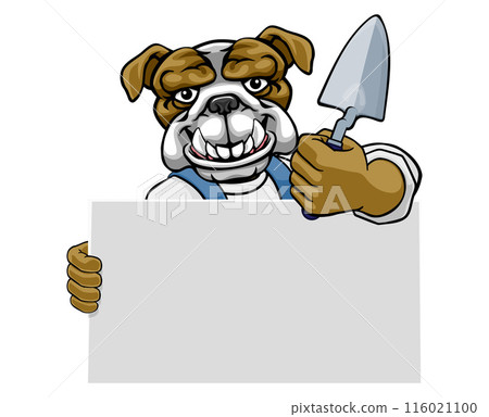 Bricklayer Bulldog Dog Trowel Tool Handyman Mascot Bricklayer Bulldog Dog Trowel Tool Handyman Mascot 116021100