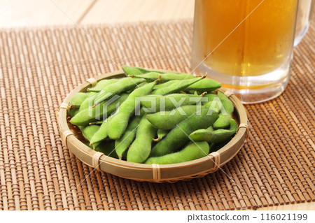 Fresh edamame beans in a colander Fresh edamame beans in a colander 116021199