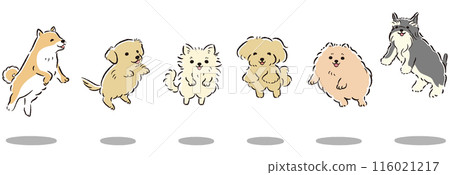 Jumping dogs illustration set Jumping dogs illustration set 116021217