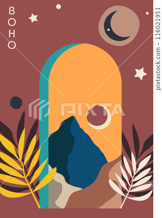 Boho, boho style illustration, vector 116021951