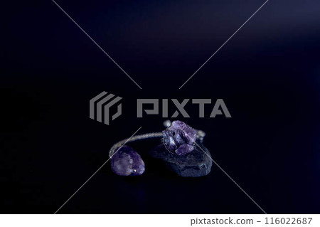 amethyst ring and pendant necklace on black background, jewelry amethyst ring and pendant necklace on black background, jewelry 116022687