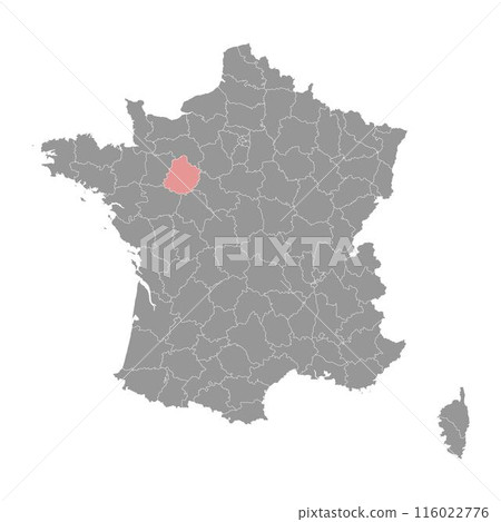 Sarthe department map, administrative division of France. Vector illustration. 116022776