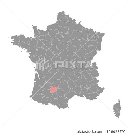 Tarn et Garonne department map, administrative division of France. Vector illustration. Tarn et Garonne department map, administrative division of France. Vector illustration. 116022791
