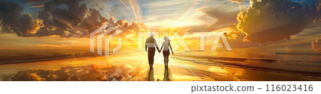 sky, sunset, silhouette 116023416