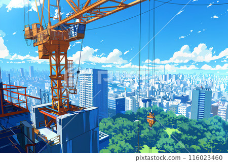 有摩天大樓和起重機的建造場所-1 116023460
