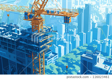 Construction site of a skyscraper and cranes-1 Construction site of a skyscraper and cranes-1 116023461