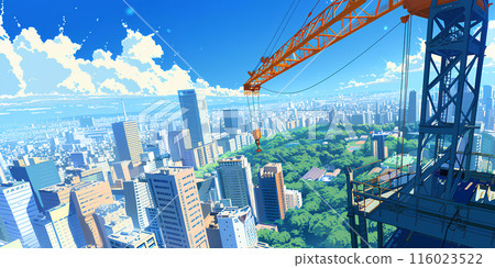 Construction site of a skyscraper and cranes-4 116023522