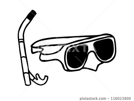Doodle snorkel and diving mask, simple style maritime icon 116023800