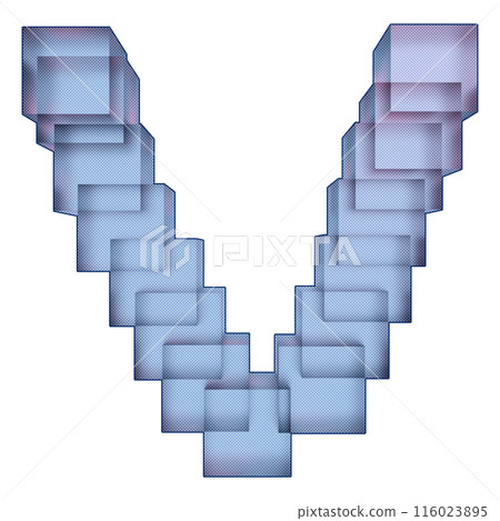 3D rendered illustration. Cubed effect letter.Decorative art font. 116023895