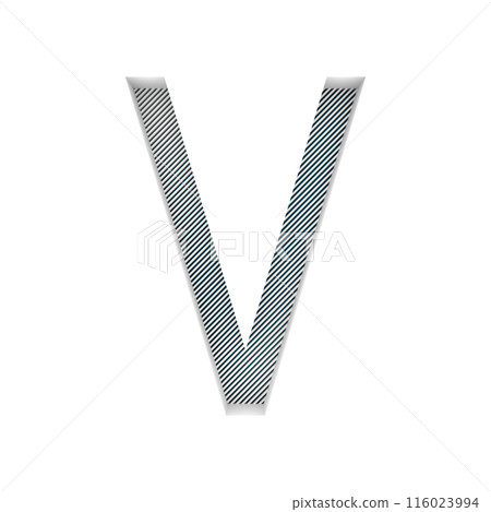 3D rendered illustration. Indented decorative letter. Custom art font. 116023994