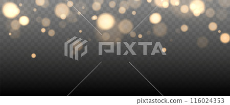 Gold bokeh lights isolated. Vector background with gold sparkles Gold bokeh lights isolated. Vector background with gold sparkles 116024353