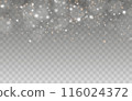 Glowing light effect with many glitter particles isolated on transparent background. Vector starry cloud with dust. Magic christmas decoration 116024372