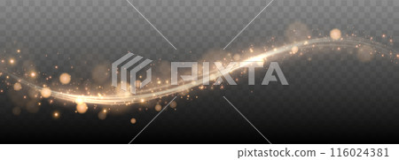 Glowing Christmas Star with Stardust Trail. Vector illustration 116024381