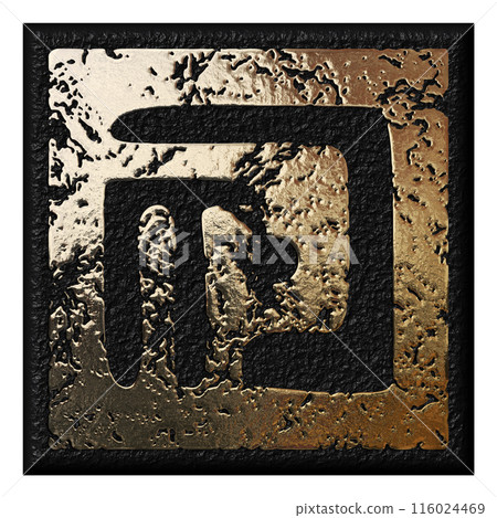 3D rendered illustration.  Magic hieroglyph. Fictional language. 116024469