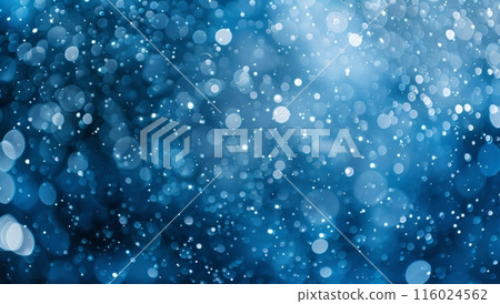 A mesmerizing bokeh effect showcases a blurred background filled with glowing, circular light spots. The blue hues and ethereal atmosphere create an enchanting visual experience 116024562