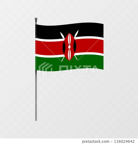Kenya flag on flagpole. Vector illustration. Kenya flag on flagpole. Vector illustration. 116024642