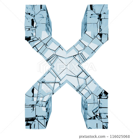 3D rendered illustration. Broken glass letter. Custom art font. 3D rendered illustration. Broken glass letter. Custom art font. 116025068