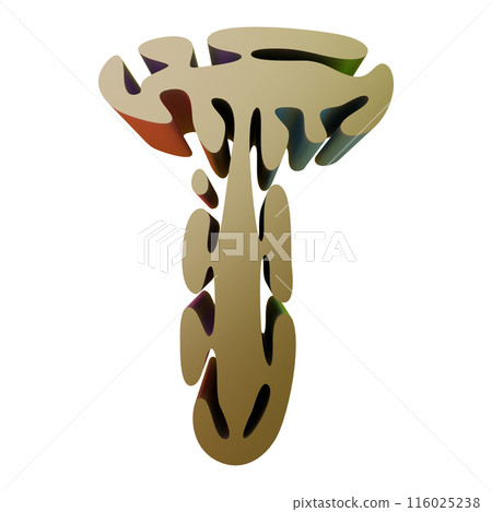 3D rendered illustration. Individual design letter. Custom art font. 116025238