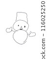 A child drew a picture of a snowman. It has a kind expression and open arms, welcoming everyone. 116025250