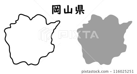 Simple map illustration of Okayama prefecture 116025251