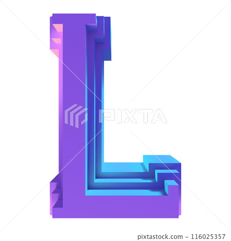 3D rendered illustration. Terraced decorative letter. Custom art font. 116025357