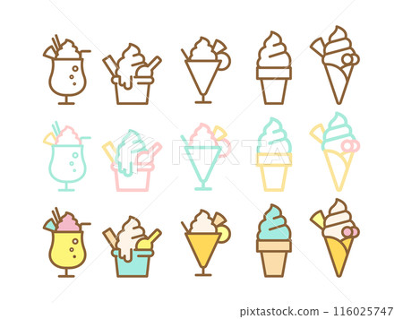 Summer food soft serve ice cream icon set 02 116025747
