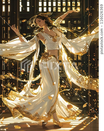 happy female priestess in white and gold... - Stock Illustration  [116026369] - PIXTA