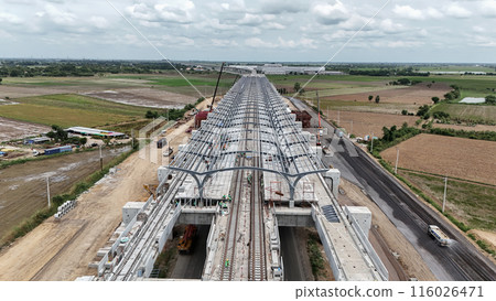 Construction Site, Construction Industry, Bridge - Built Structure, Railroad Track, Building - Activity 116026471