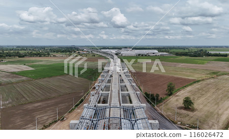 Construction Site, Construction Industry, Bridge - Built Structure, Railroad Track, Building - Activity Construction Site, Construction Industry, Bridge - Built Structure, Railroad Track, Building - Activity 116026472