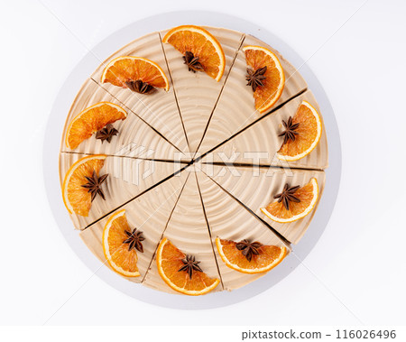 three chocolate cake slice isolated on white background three chocolate cake slice isolated on white background 116026496