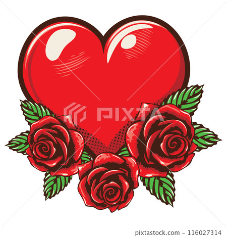 Red heart with roses 116027314