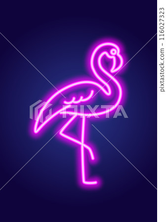 Neon glowing pink flamingo 116027323