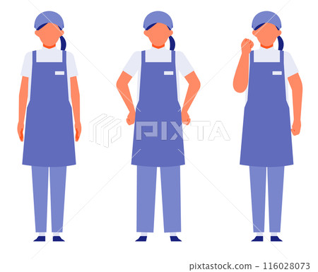 穿著圍裙的女零售店員解決問題的插圖 穿著圍裙的女零售店員解決問題的插圖 116028073