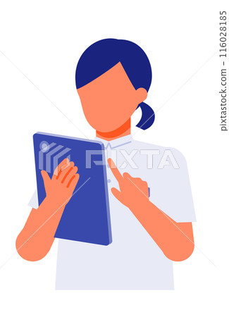 Illustration of problem solving for women working in nursing care facilities Tablet 116028185