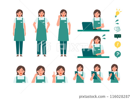 Illustration of problem solving for a female cafe or flower shop clerk Problem solving 116028287