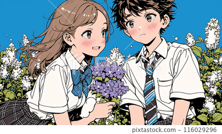 一對天真無邪的青春情侶,一對新婚夫婦 一對天真無邪的青春情侶,一對新婚夫婦 116029296