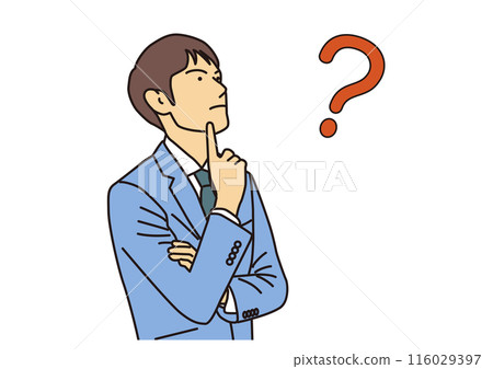 A worried male businessman with his arms folded 116029397