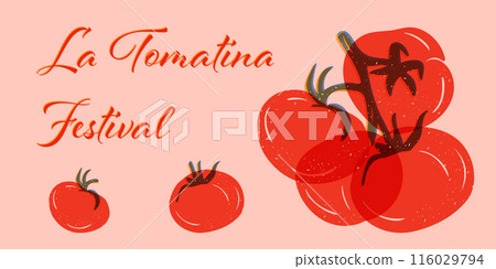 La Tomatina Festival festive poster with tomatoes La Tomatina Festival festive poster with tomatoes 116029794