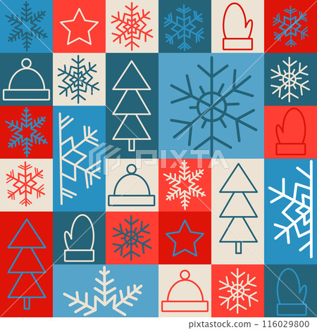 Seamless pattern in geometric style with snowflake 116029800