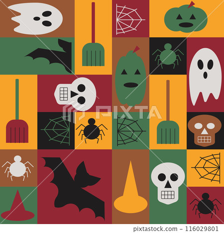 Seamless pattern in geometric style for Halloween Seamless pattern in geometric style for Halloween 116029801