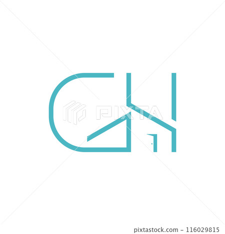 Initial letter GH logo with abstract house Initial letter GH logo with abstract house 116029815