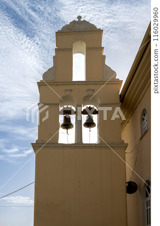 Belfry of a church in Avliotes, Corfu, Greece Belfry of a church in Avliotes, Corfu, Greece 116029960