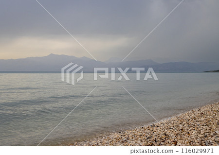 Calm sea and island Ereikousa, Greece Calm sea and island Ereikousa, Greece 116029971