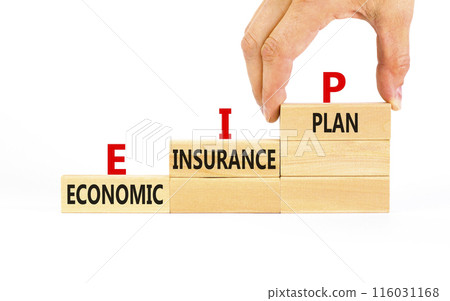EIP economic insurance plan symbol. Concept words EIP economic insurance plan on beautiful wooden blocks. Beautiful white background. Business EIP economic insurance plan concept. Copy space. EIP economic insurance plan symbol. Concept words EIP economic insurance plan on beautiful wooden blocks. Beautiful white background. Business EIP economic insurance plan concept. Copy space. 116031168