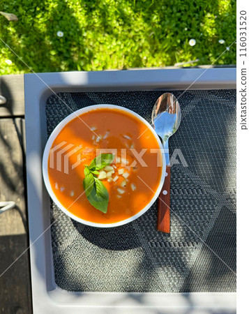 bowl of cold tomato soup gazpacho bowl of cold tomato soup gazpacho 116031520