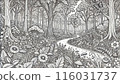 Adult coloring book_Forest path 116031737