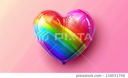 A group of people are holding hands in a rainbow heart by AI generated image 116031748
