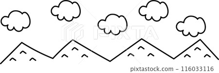 簡單手繪可愛的山和雲背景 簡單手繪可愛的山和雲背景 116033116