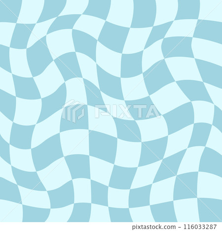 Distorted checkered Groovy hippie background. Retro style psychedelic pattern. 116033287