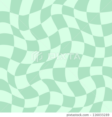 Distorted checkered Groovy hippie background. Retro style psychedelic pattern. 116033289